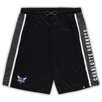 Men's Fanatics Black Charlotte Hornets Big & Tall Referee Iconic Mesh Shorts