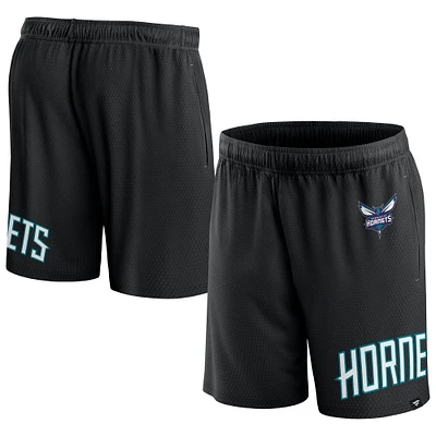 Short en maille à lancer franc Charlotte Hornets Fanatics noir pour hommes