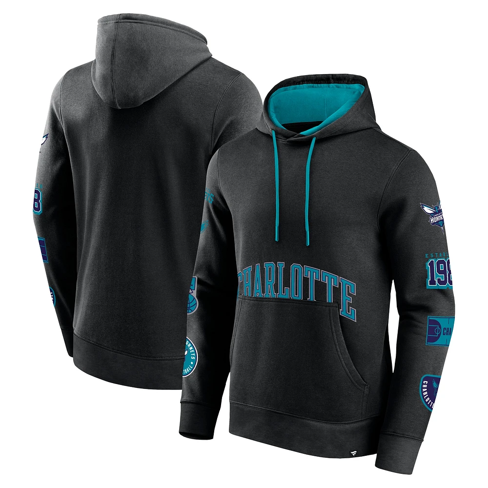 Men's Fanatics Black Charlotte Hornets Home Court Pullover Hoodie