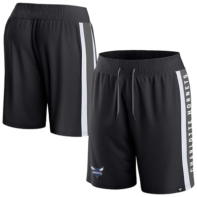 Short en maille emblématique d'arbitre Charlotte Hornets Fanatics noir pour hommes