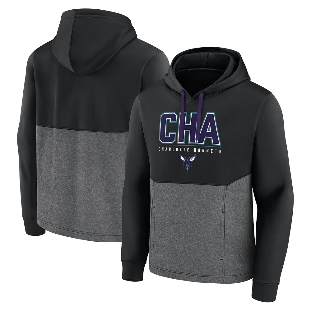 Fanatics pour hommes - Sweat à capuche noir Tri-Blend Successful Charlotte Hornets