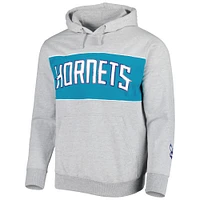 Sweat à capuche en tissu éponge Fanatics pour hommes, gris chiné, Charlotte Hornets, mot-symbole