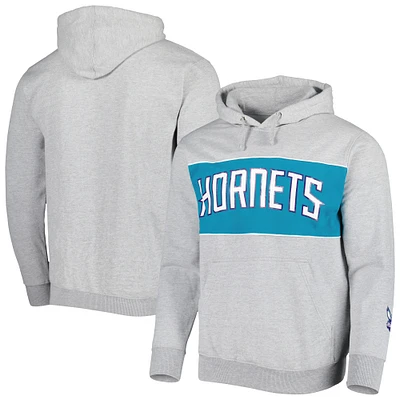 Men's Fanatics Heather Gray Charlotte Hornets Wordmark French Terry Pullover Hoodie