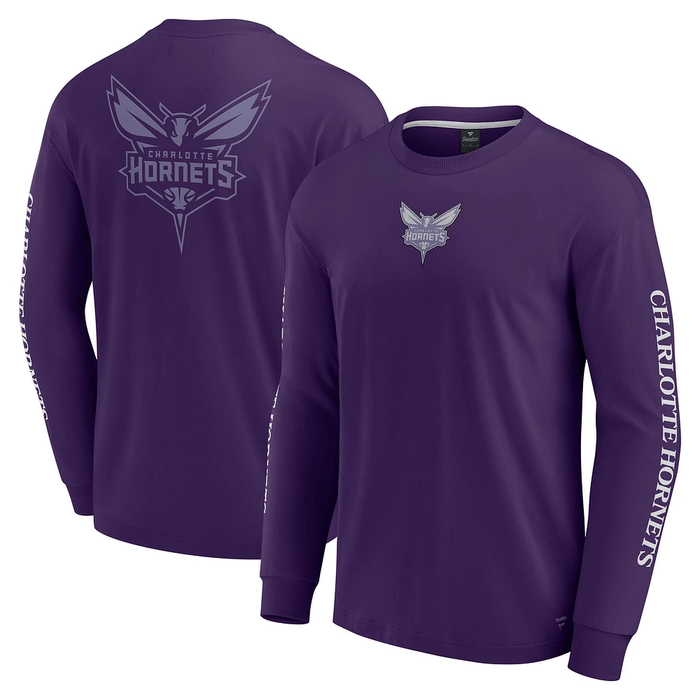 T-shirt à manches longues violet Charlotte Hornets Elements Strive pour hommes Fanatics