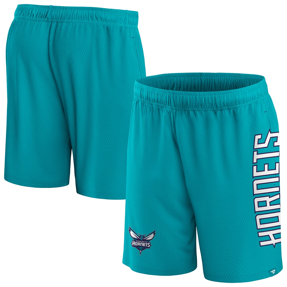 Short en maille post-up Charlotte Hornets Fanatics pour hommes, bleu sarcelle