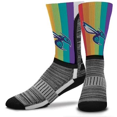 Charlotte Hornets For Bare Feet V-Curve Rainbow Crew Socks