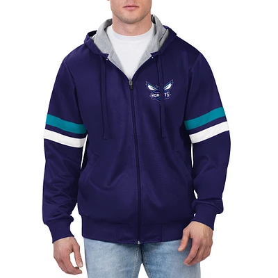 Veste à capuche entièrement zippée violette G-III Sports by Carl Banks pour hommes Charlotte Hornets Contender