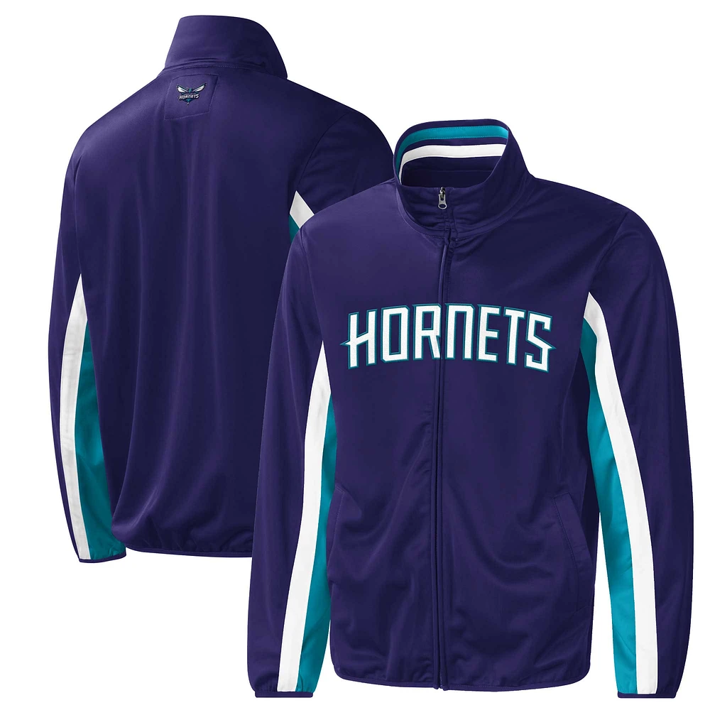 Veste de survêtement à glissière intégrale G-III Sports by Carl Banks Charlotte Hornets Contender Wordmark pour homme