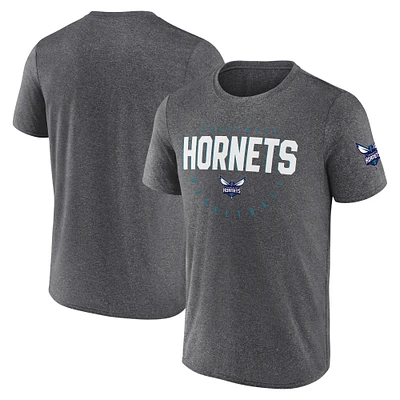 T-shirt d'entraînement pour homme Charlotte Hornets Block Performance Heather Charcoal