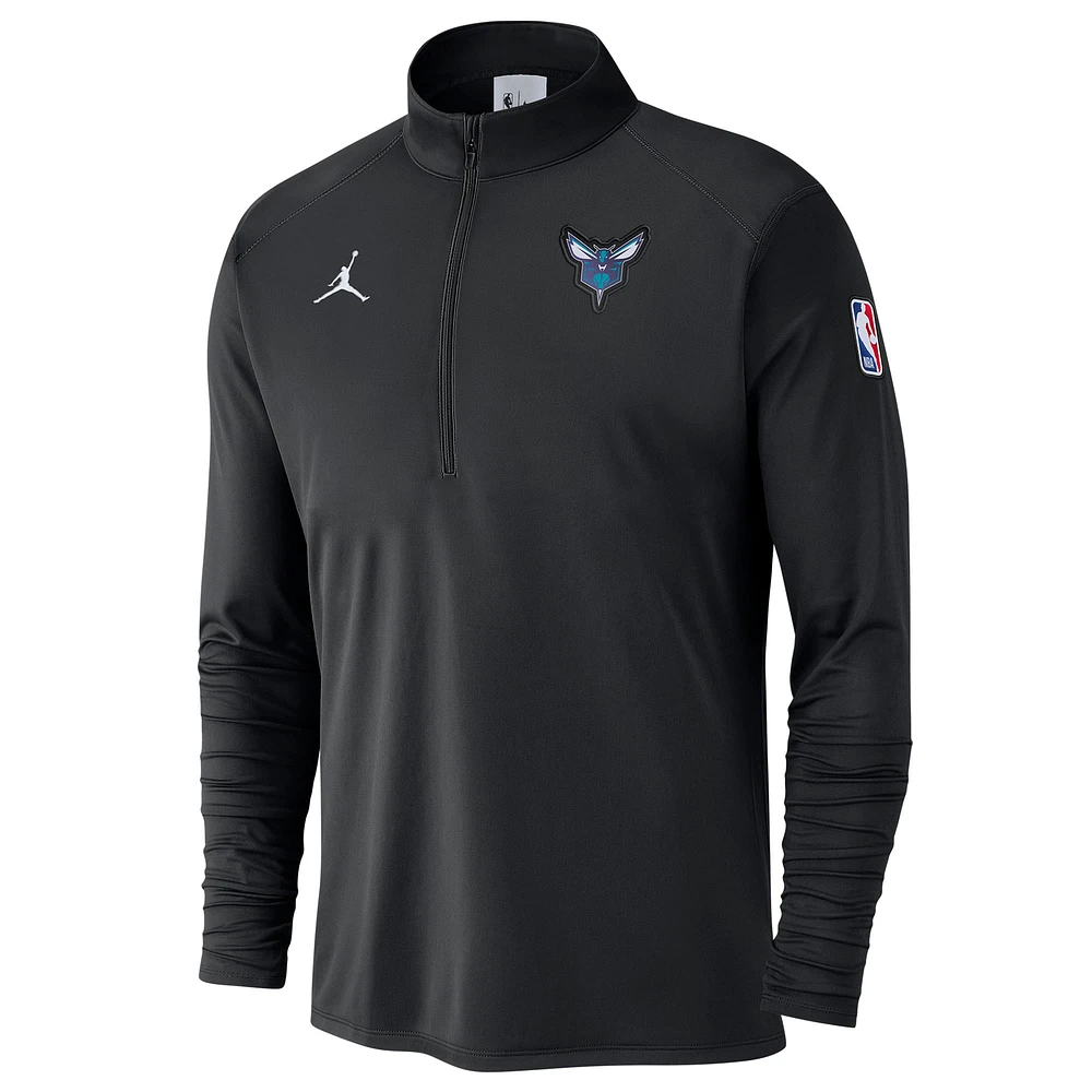 Men's Jordan Brand Black Charlotte Hornets 2024/25 Courtside Performance Half-Zip Top