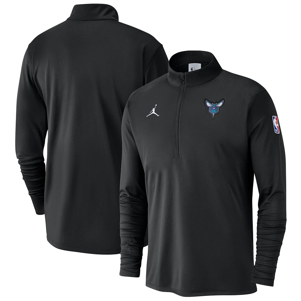 Men's Jordan Brand Black Charlotte Hornets 2024/25 Courtside Performance Half-Zip Top