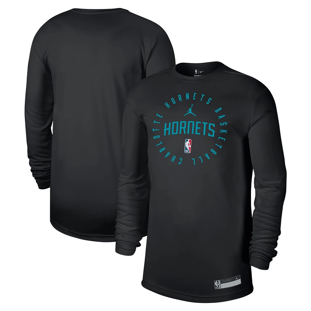 T-shirt à manches longues Jordan Brand Charlotte Hornets 2024/25 Legend On-Court Practice pour homme, noir