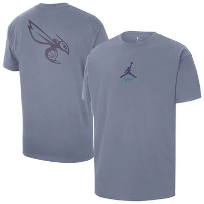 T-shirt Jordan Brand bleu pour homme Charlotte Hornets Statement Edition Jumpman Flight Heavyweight