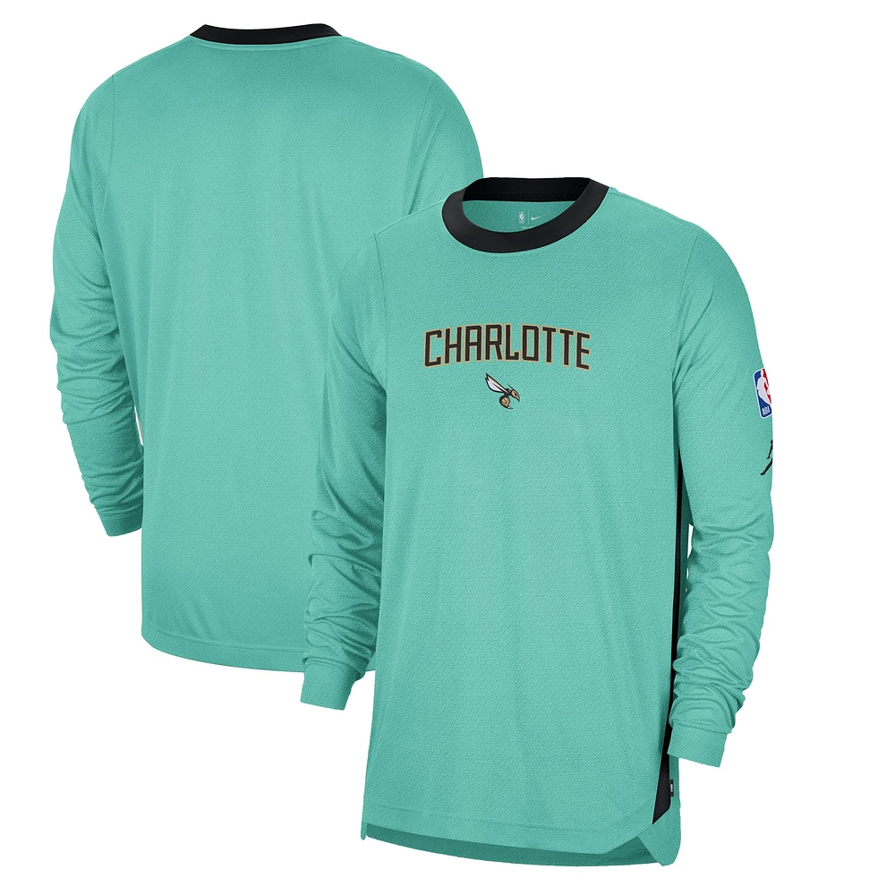 Men's Jordan Brand Mint Charlotte Hornets 2024/25 City Edition Authentic Pregame Performance Long Sleeve Shooting T-Shirt