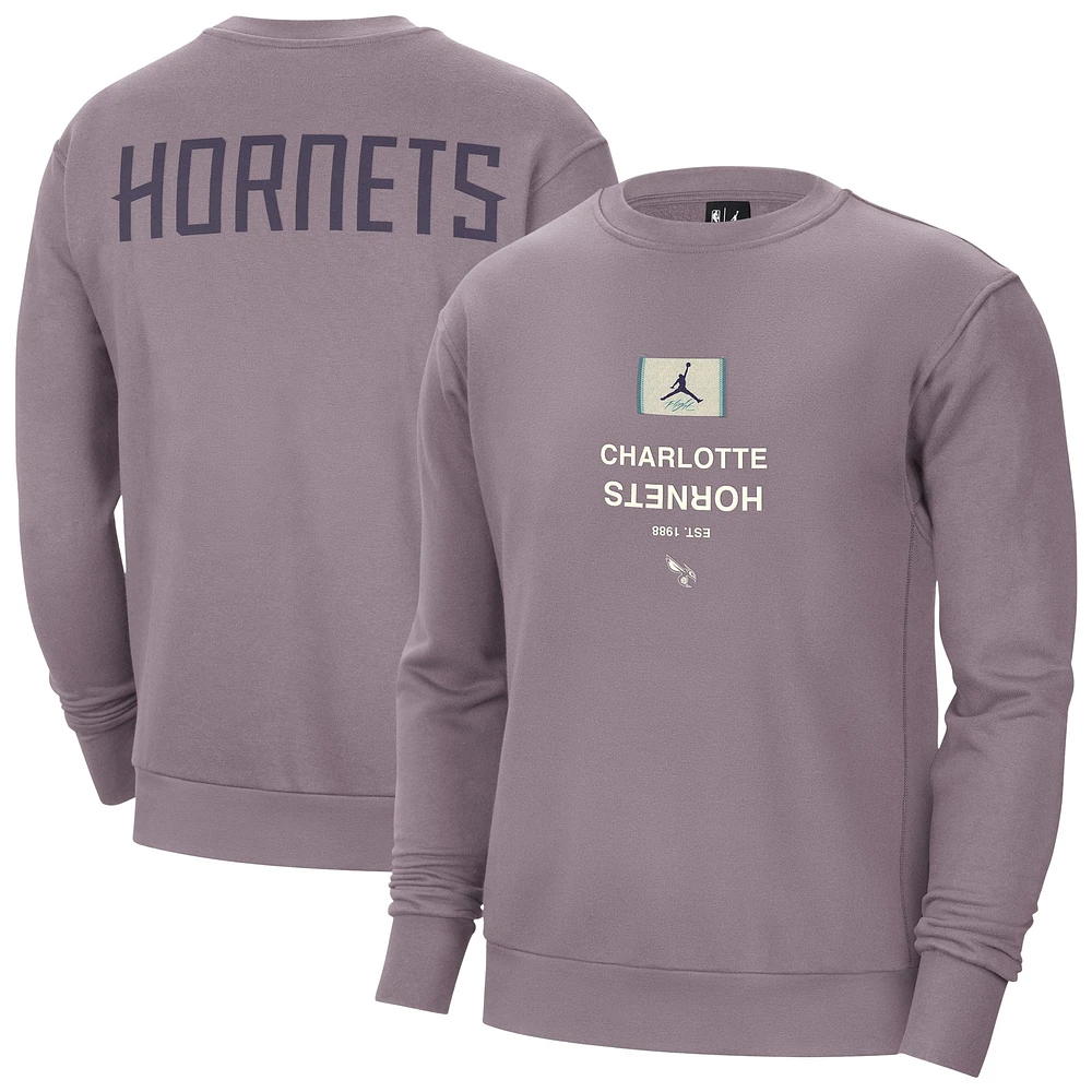 Men's Jordan Brand Purple Charlotte Hornets Courtside Statement Edition Heavyweight Pullover Sweatshirt