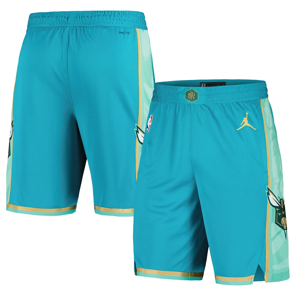 Short Jordan Brand Teal Charlotte Hornets 2023/24 City Edition Swingman pour homme