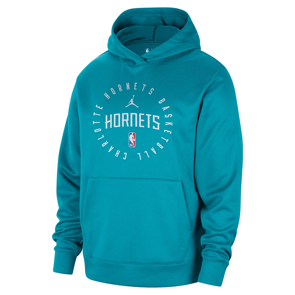 Sweat à capuche Jordan Brand Teal Charlotte Hornets 2024/25 Spotlight pour homme, entraînement sur le terrain, performance