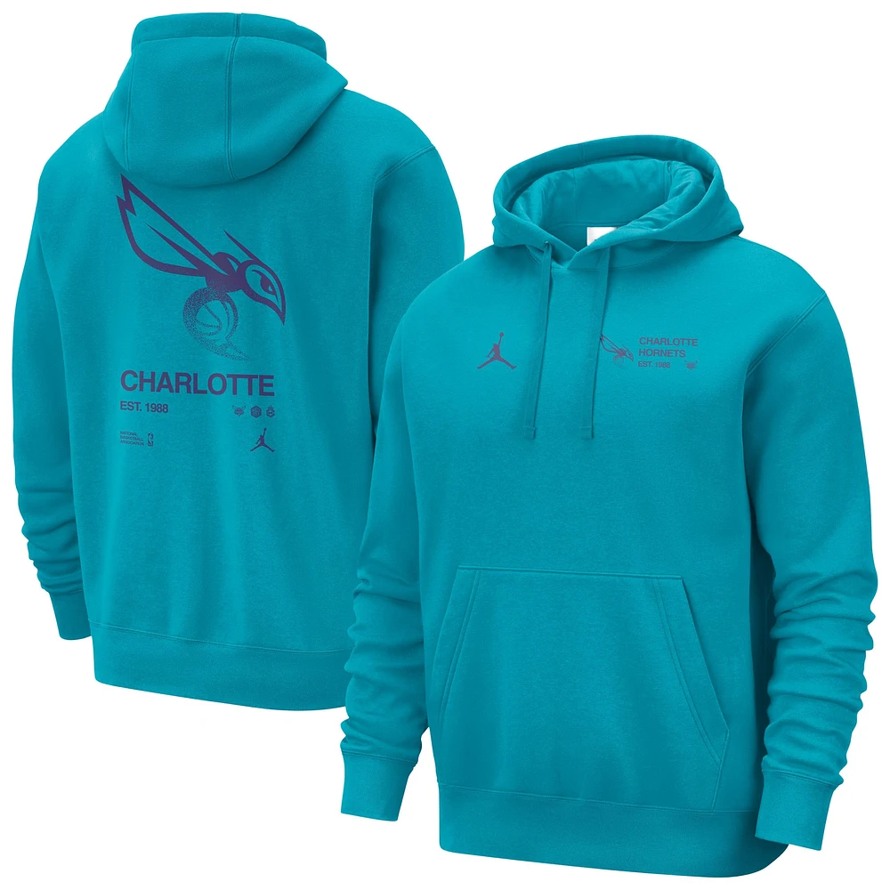 Sweat à capuche Jordan Brand Teal Charlotte Hornets Courtside Club pour homme