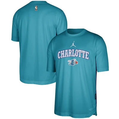 Men's Jordan Brand Teal Charlotte Hornets Hardwood Classics 2023/24 Classic Edition Performance Pregame Shooting T-Shirt