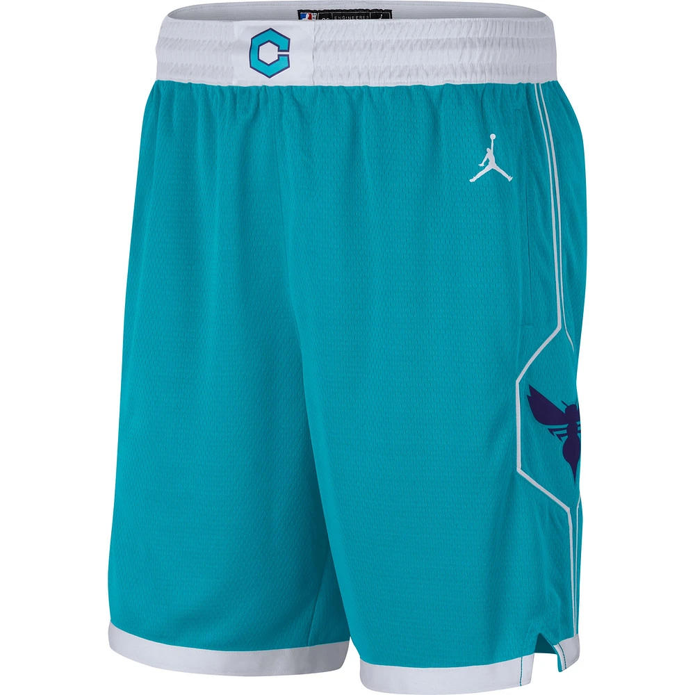 Short Swingman Jordan Brand Charlotte Hornets Statement Edition pour hommes, bleu sarcelle