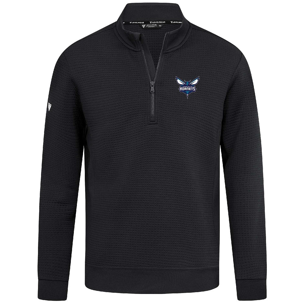 Men's Levelwear  Black Charlotte Hornets Accolade Cushion Quarter-Zip Pullover