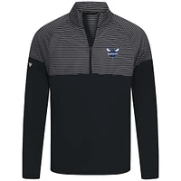 Men's Levelwear Black Charlotte Hornets Classic Stripes Quarter-Zip Top