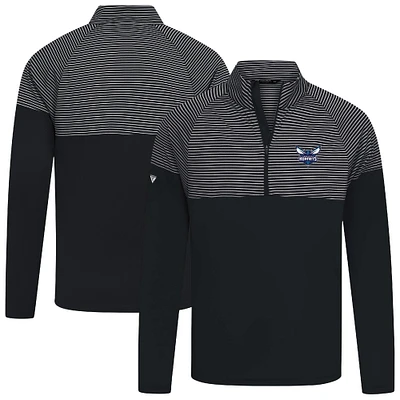 Men's Levelwear Black Charlotte Hornets Classic Stripes Quarter-Zip Top