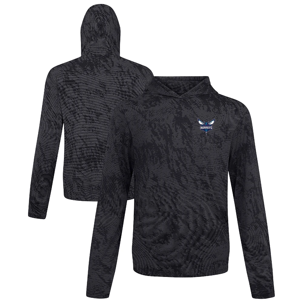 Men's Levelwear Black Charlotte Hornets Platform Pullover Hoodie