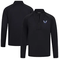 Men's Levelwear Black Charlotte Hornets Volley Quarter-Zip Top
