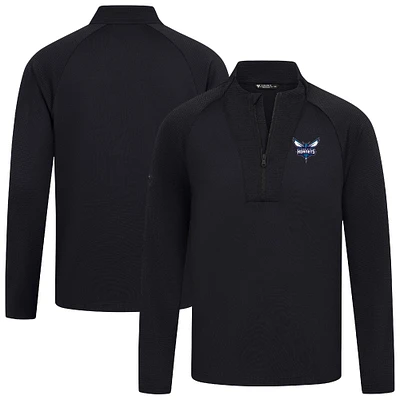 Men's Levelwear Black Charlotte Hornets Volley Quarter-Zip Top