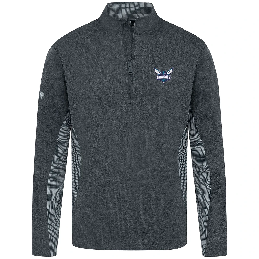 Men's Levelwear Heather Black Charlotte Hornets Waffle Insignia 2.0 Quarter-Zip Top