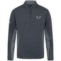 Men's Levelwear Heather Black Charlotte Hornets Waffle Insignia 2.0 Quarter-Zip Top