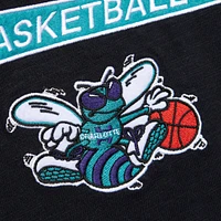 Men's Mitchell & Ness Black Charlotte Hornets Hardwood Classics Felt Applique Slub T-Shirt