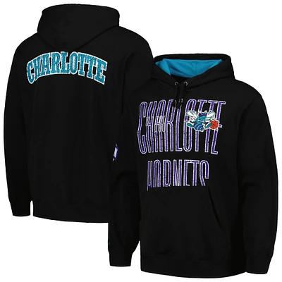 Men's Mitchell & Ness Black Charlotte Hornets Hardwood Classics OG 2.0 Pullover Hoodie