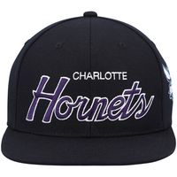 Men's Mitchell & Ness Black Charlotte Hornets Hardwood Classics Script 2.0 Snapback Hat