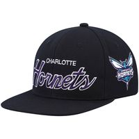 Men's Mitchell & Ness Black Charlotte Hornets Hardwood Classics Script 2.0 Snapback Hat