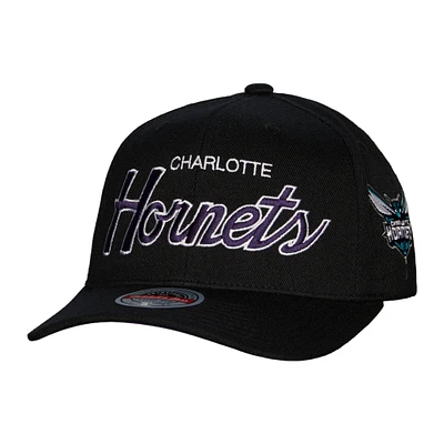 Casquette à rabat extensible MVP Team Script 2.0 Charlotte Hornets Mitchell & Ness pour homme, noir