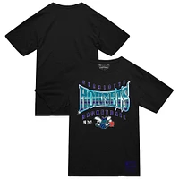 T-shirt noir lumineux pour homme Mitchell & Ness Charlotte Hornets Worldwide Collection