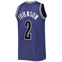 Men's Mitchell & Ness Larry Johnson Purple Charlotte Hornets 1994/95 Hardwood Classics Off-Court Swingman Jersey