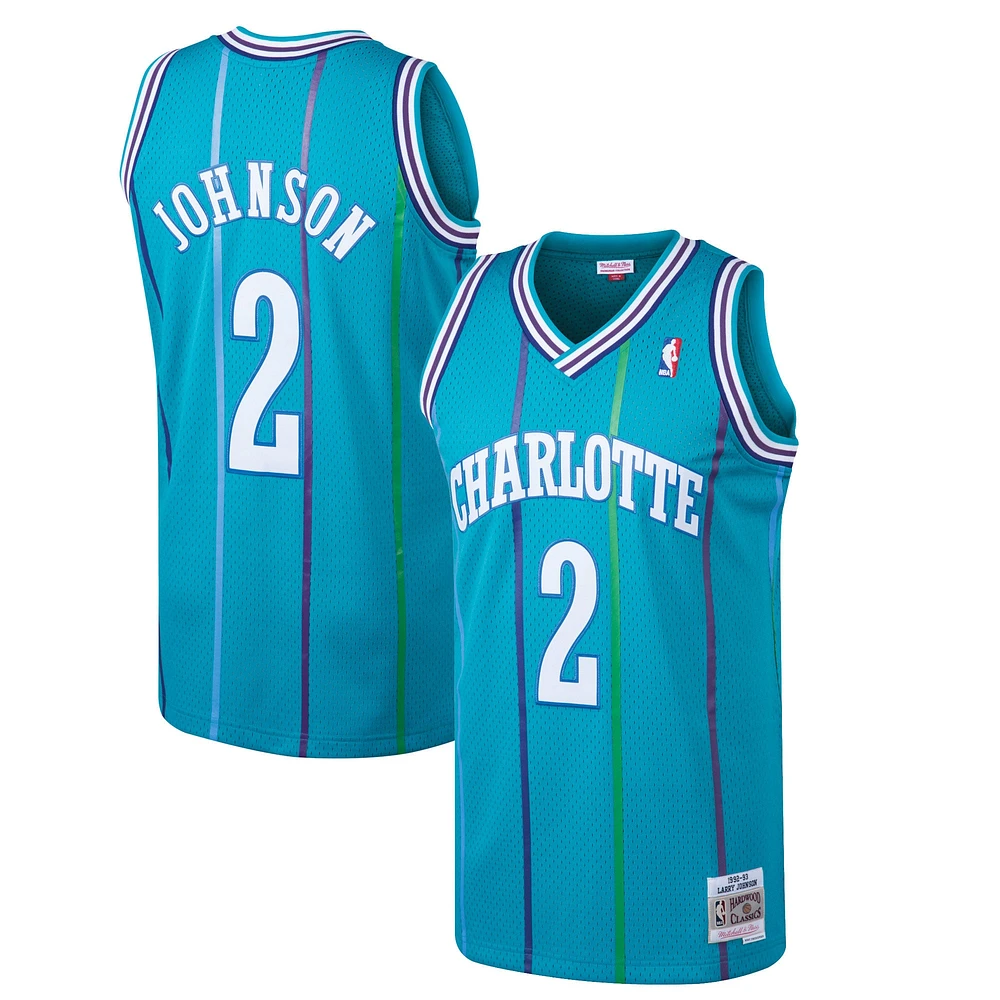 Maillot Swingman Mitchell & Ness Larry Johnson Sarcelle Charlotte Hornets 1992/93 Hardwood Classics pour hommes