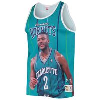 Men's Mitchell & Ness Larry Johnson Teal Charlotte Hornets Hardwood Classics Player Tank Top