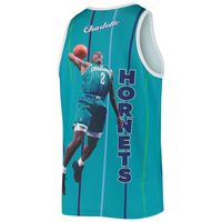 Men's Mitchell & Ness Larry Johnson Teal Charlotte Hornets Hardwood Classics Player Tank Top