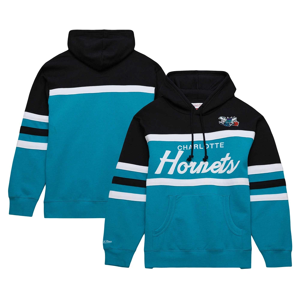 Sweat à capuche Mitchell & Ness pour hommes, bleu sarcelle/noir, entraîneur-chef des Charlotte Hornets