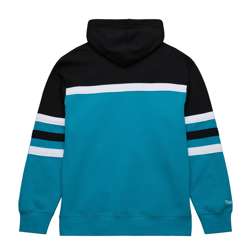 Sweat à capuche Mitchell & Ness pour hommes, bleu sarcelle/noir, entraîneur-chef des Charlotte Hornets