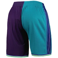 Short Swingman fendu Mitchell & Ness pour hommes sarcelle/violet Charlotte Hornets Hardwood Classics 1999