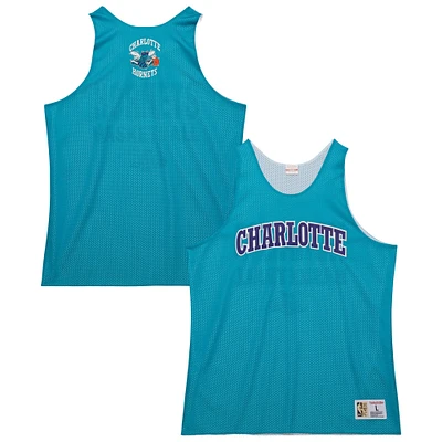 Maillot d'entraînement réversible en maille Hardwood Classics pour homme Mitchell & Ness Teal/White Charlotte Hornets