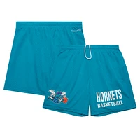 Short en maille Hardwood Classics Gameday de Mitchell & Ness pour homme, bleu sarcelle, Charlotte Hornets