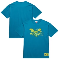 T-shirt Mitchell & Ness Teal Charlotte Hornets Hardwood Classics pour homme - Neon Nights