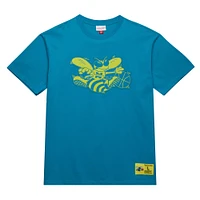 Men's Mitchell & Ness Teal Charlotte Hornets Hardwood Classics Neon Nights Premium T-Shirt