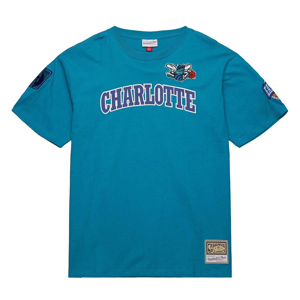 Men's Mitchell & Ness Teal Charlotte Hornets Hardwood Classics Nights Premium T-Shirt